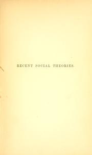 Cover of: Consideratons on some recent social theories.