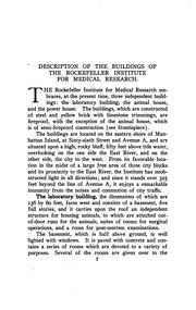 Cover of: The Rockefeller Institute for Medical Research, description of the buildings: addresses delivered at the opening of the laboratories in New York City, May 11, 1906.