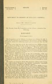 Cover of: Monument to memory of William Campbell.