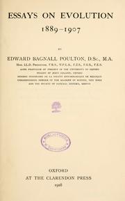 Cover of: Essays on evolution 1889-1907 by Poulton, Edward Bagnall Sir