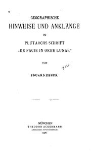 Cover of: Geographische hinweise und anklänge by Eduard Ebner