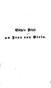 Cover of: Goethes Brief an Frau von Stein