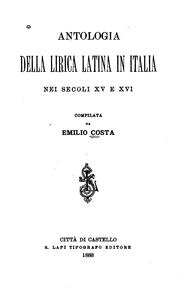 Cover of: Antologia della lirica latina in Italia
