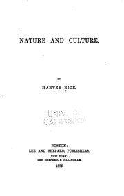 Cover of: Nature and culture.