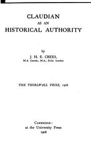 Cover of: Claudian as an historical authority