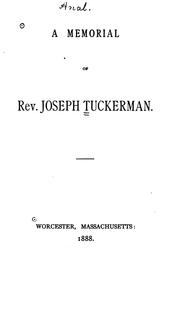 Cover of: A memorial of Rev. Joseph Tuckerman.