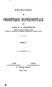Cover of: Principes de phonétique expérimentale