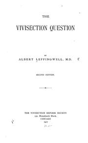 Cover of: The vivisection question