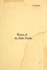 Cover of: History of the Gable family