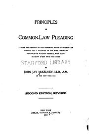 Cover of: Principles of common-law pleading by John Jay McKelvey