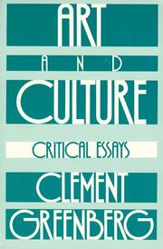 Cover of: Art and culture: critical essays