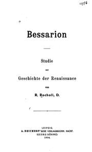 Cover of: Bessarion: studie zur geschichte der renaissance