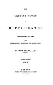 Cover of: The genuine works of Hippocrates by Hippocrates