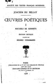 Cover of: Œuvres poétiques. by Joachim Du Bellay