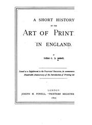 Cover of: A short history of the art of printing in England.