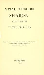 Vital records of Sharon, Massachusetts by Sharon (Mass.)