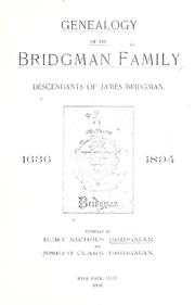 Genealogy of the Bridgman family by Burt Nichols Bridgman