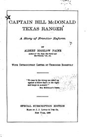 Cover of: Captain Bill McDonald, Texas ranger: a story of frontier reform