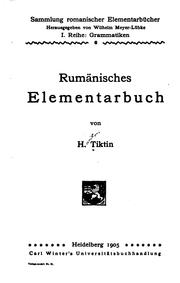 Cover of: Rumänisches elementarbuch