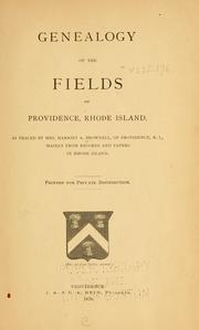 Genealogy of the Fields of Providence, Rhode Island by Harriet A. Brownell