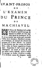 Cover of: Examen du Prince de Machiavel