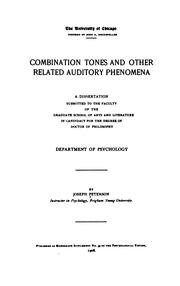 Cover of: Combination tones and other related auditory phenomena.