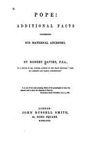Cover of: Pope: additional facts concerning his maternal ancestry. by Davies, Robert