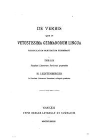 Cover of: De verbis quæ in vetustissima Germanorum lingua reduplicatum præteritum exhibebant ...