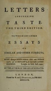 Cover of: Letters concerning taste. by Cooper, John Gilbert