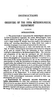 Cover of: Instructions to observers of the Indian Meteorological Department.