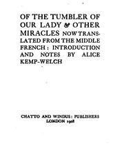 Cover of: Of the tumbler of Our Lady by Alice Kemp-Welch