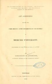 Cover of: The probable destiny of our country ; the requisites to fulfil that destiny ; and the duty of Georgia in the premises by Herschel Vespasian Johnson