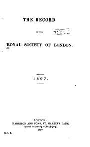 Cover of: The record of the Royal society of London. 1897.