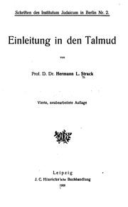Cover of: Einleitung in den Talmud