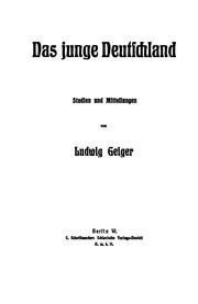 Cover of: Das junge Deutschland: Studien und Mitteilungen