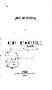 Cover of: Reminiscences of John Bromfield | 