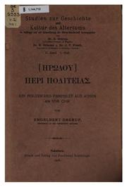 Cover of: <Herōdou> Peri politeias.: Ein politisches Pamphlet aus Athen 404 vor Chr.