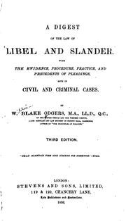 Cover of: A digest of the law of libel and slander. by William Blake Odgers, William Blake Odgers