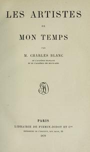 Cover of: Les artistes de mon temps by Blanc, Charles