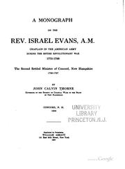 A monograph on the Rev. Israel Evans, A.M by John Calvin Thorne