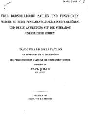 Über Bernouillische Zahlen und Funktionen by Paul Dolze