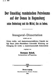 Cover of: Der Umschlag rumänischen Petroleums auf der Donau in Regensburg by Hermann Heindl