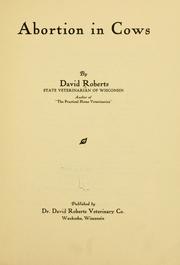 Cover of: Abortion in cows by David Roberts