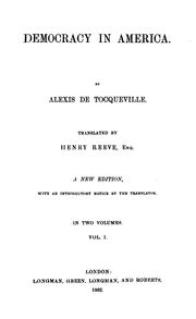 Cover of: Democracy in America by Alexis de Tocqueville