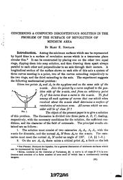 Concerning a compound discontinuous solution in the problem of the surface of revolution of minimum area .. by Mary Emily Sinclair
