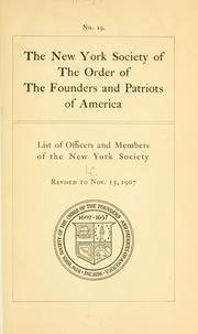 Cover of: List of officers and members of the New York Society | Order of the Founders and Patriots of America. New York Society