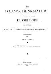 Cover of: Die  Kunstdenkmäler der Rheinprovinz: im auftrage des Provinzialverbandes
