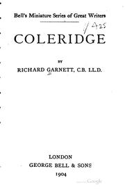 Cover of: Coleridge