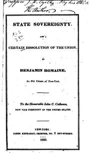 Cover of: State sovereignty by Benjamin Romaine