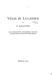 Velia in Lucanien .. by W. Schleuning